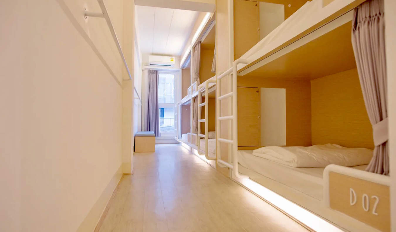 A calm, relaxing dorm room at About a Bed in Chiang Mai, Thailand