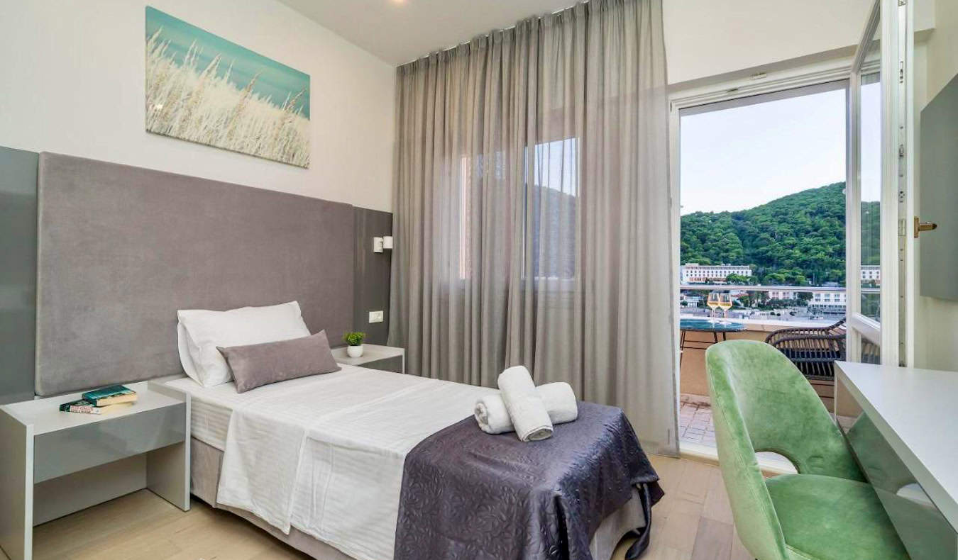 A large and airy hotel room at the Art Hotel in Dubrovnik, Croatia