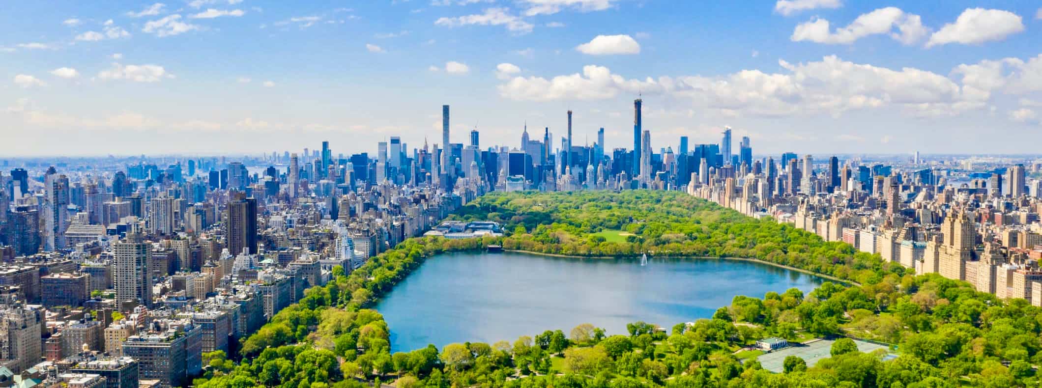 a city skyline shot over new york city